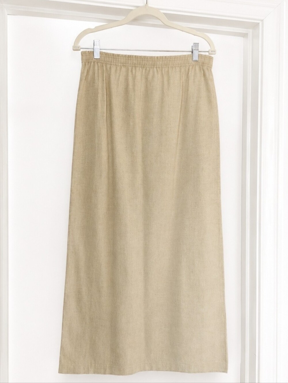 Gene Ewing BIS NWT Beige Linen Blend Midi Skirt Size Small Vintage